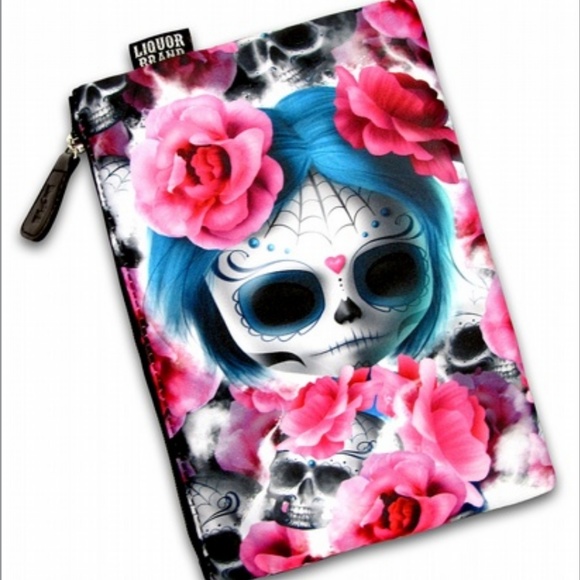 liquor brand Handbags - Liquor Brand Dark Dreams sugar skull cosmetic bag
